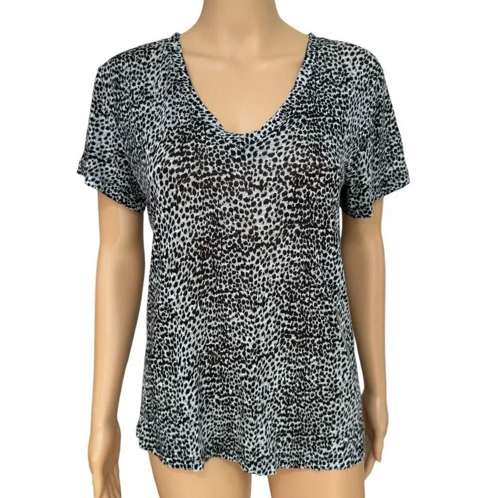Rails Cara v neck t-shirt linen blend Heather lynx print size XS
